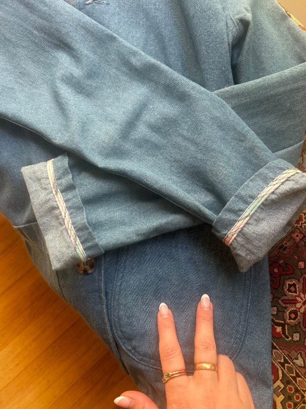 mollusk chambray hooded chore jacket size small - Picture 11 of 11